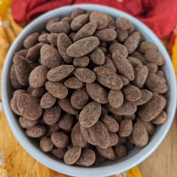 Chocolate Covered Almonds in a bowl